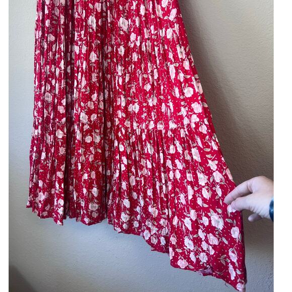 Vintage Silver River 80s red floral maxi skirt size 38T - Picture 2 of 5